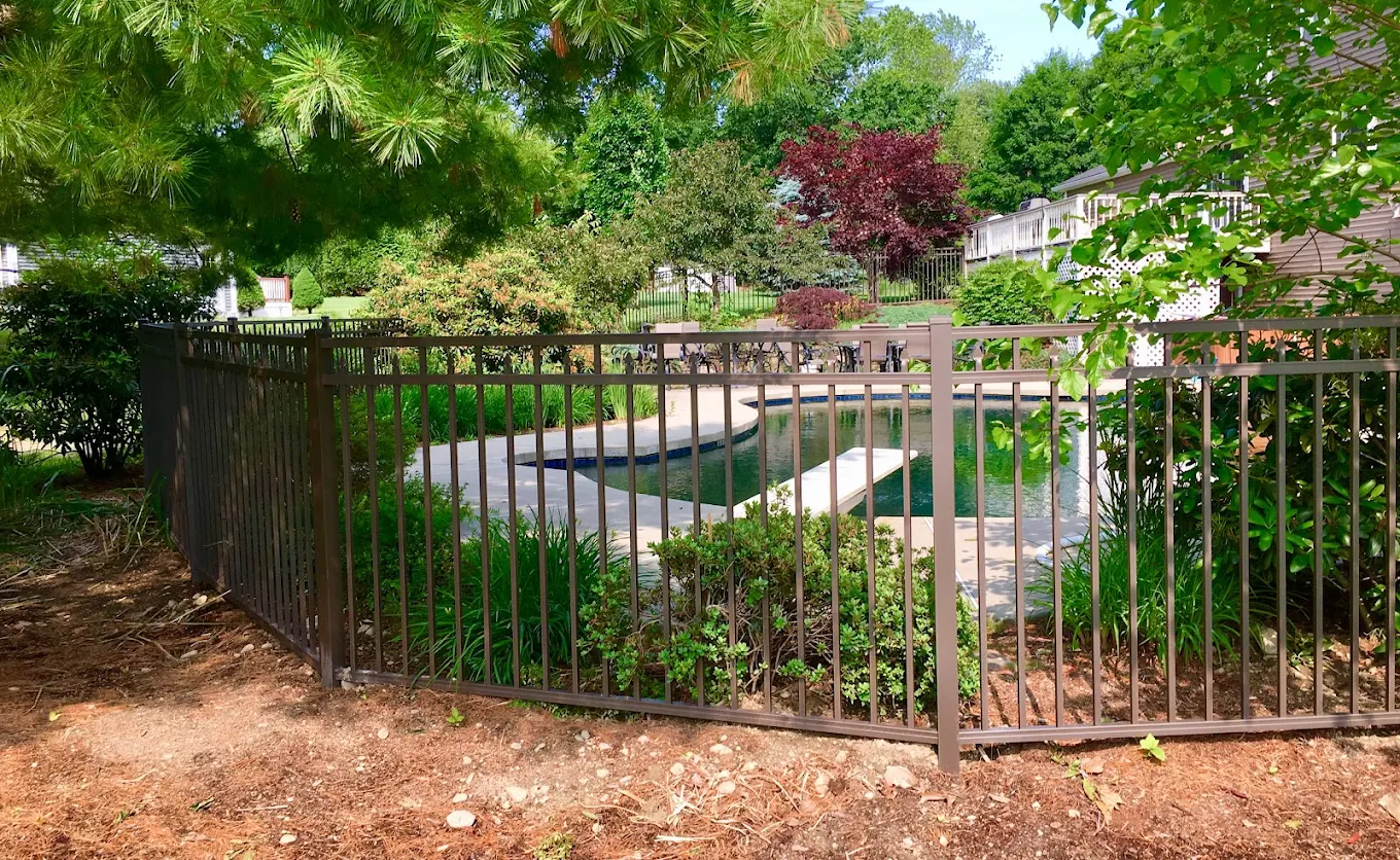 Brown aluminum fence